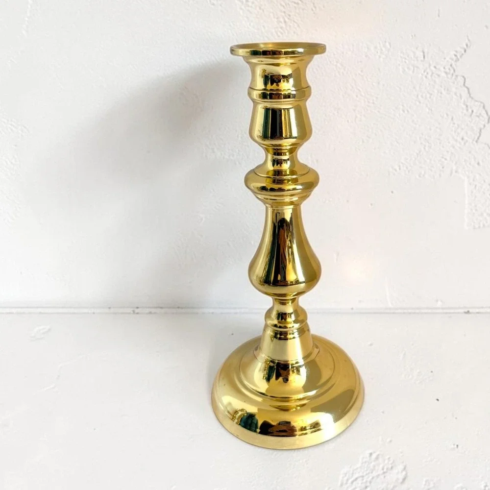 Baldwin‎ Polished Brass Candlestick Holder 8 Inch Vintage Traditional Gold
